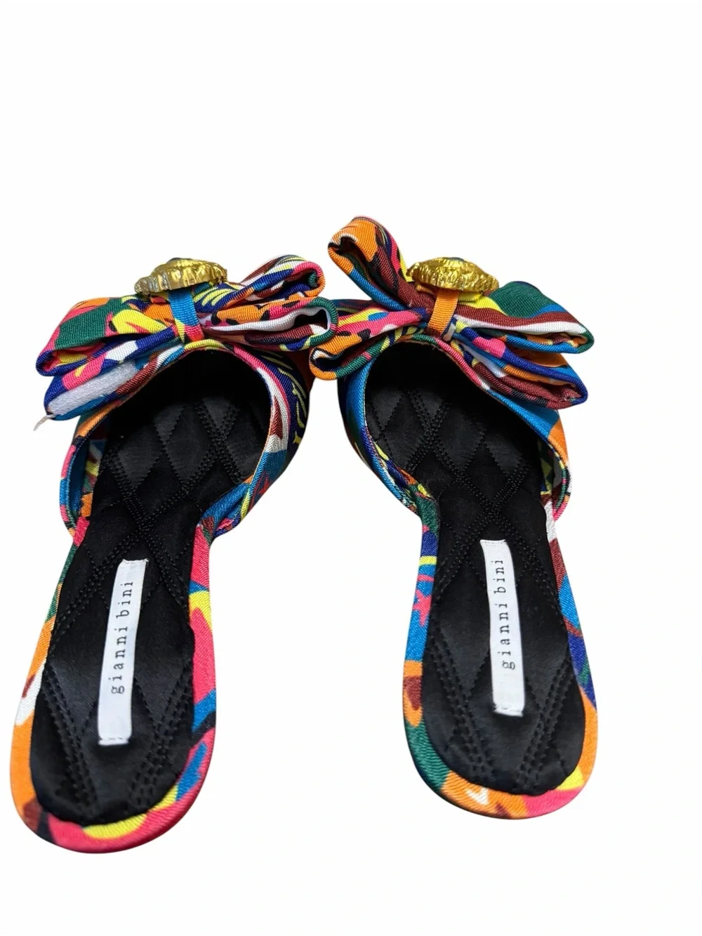 Gianni Bini NWOB Evil Eye Bow Mule Kitten Heels Colorful Size 6.5